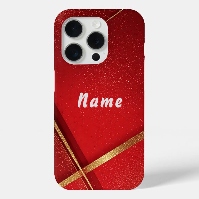 Funda De Case-Mate Para iPhone Diseño geométrico abstracto rojo y dorado (Reverso )
