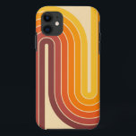 Funda Para iPhone 11 Diseño geométrico de estilo retro vintage<br><div class="desc">Diseño geométrico retro de estilo vintage en Naranja marrón y amarillo.</div>