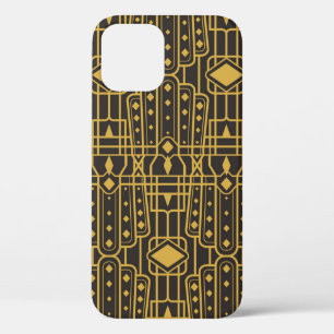 Funda Para iPhone 12 Diseño geométrico de lujo art decó. Oro