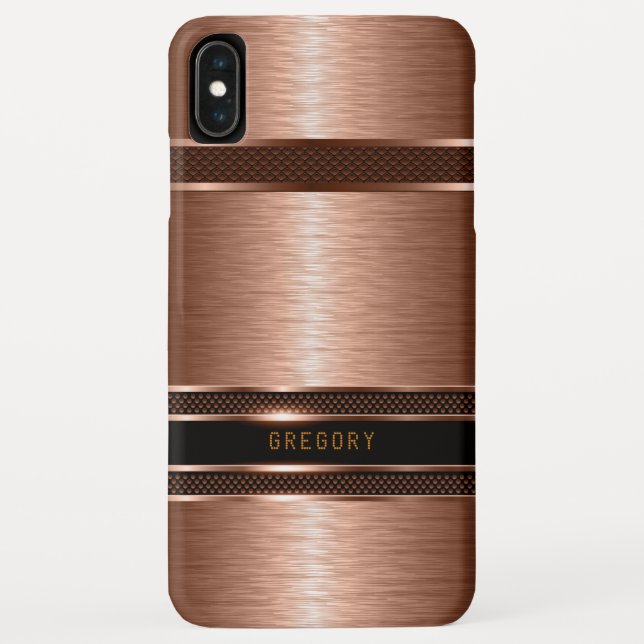 Funda De Case-Mate Para iPhone Diseño geométrico metálico de cobre marrón. (Reverso)