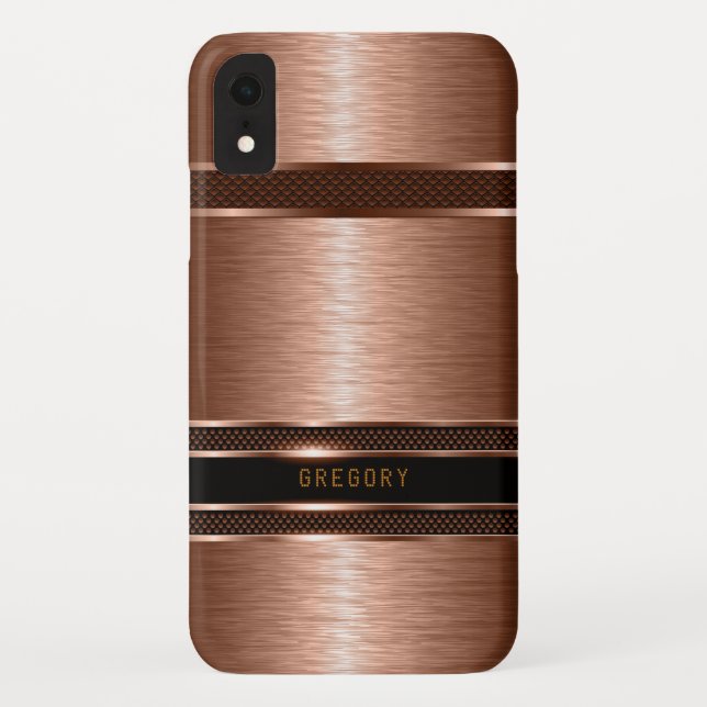 Funda De Case-Mate Para iPhone Diseño geométrico metálico de cobre marrón 2 (Reverso)