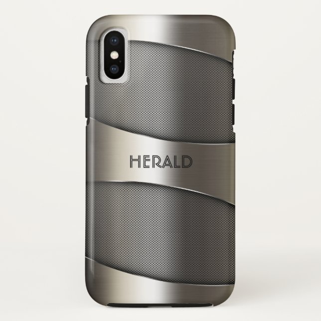 Funda De Case-Mate Para iPhone Diseño Geométrico Metálico Gris (Reverso)