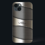 Funda Para iPhone 13 Diseño Geométrico Metálico Gris Moderno<br><div class="desc">Diseño de diseño moderno con un aspecto metálico brillante geométrico y gris. Monograma personalizado. El brillo y el aspecto metálico son una ilusión digital y no un brillo real.</div>