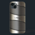 Funda Para iPhone 13 Diseño Geométrico Metálico Gris Moderno<br><div class="desc">Diseño de diseño moderno con un aspecto metálico brillante geométrico y gris. Monograma personalizado. El brillo y el aspecto metálico son una ilusión digital y no un brillo real.</div>