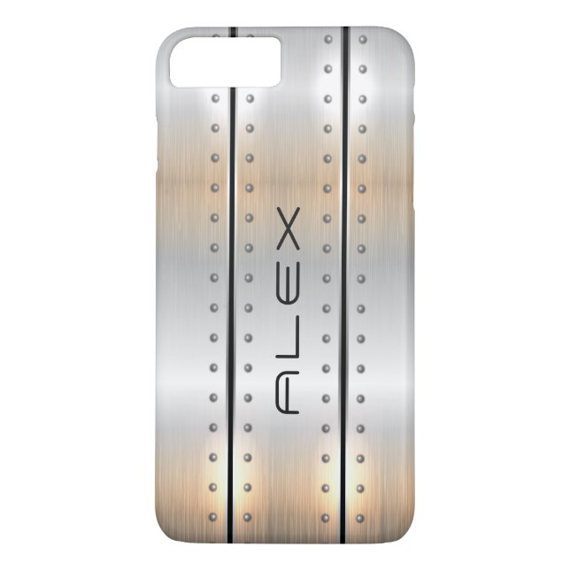 Funda De Case-Mate Para iPhone Diseño geométrico moderno de plata metálica (Reverso)