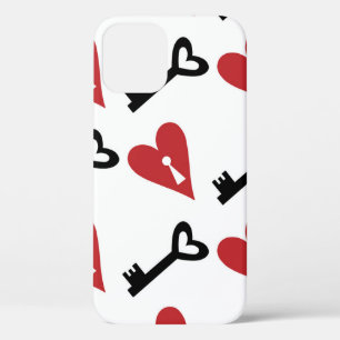 Funda Para iPhone 12 Diseño gráfico sin fisuras con corazones y k