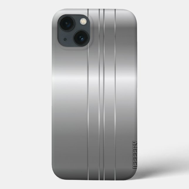 Funda De Case-Mate Para iPhone Diseño Hi Tech Metallic Silver Stripes 2 (Reverso)