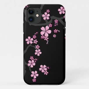 Funda Para iPhone 11 Diseño japonés Black Pink Sakura :