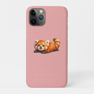 Funda Para iPhone 11 Pro Diseño Kawaii de Animal Panda Rojo Lindo Relajándo