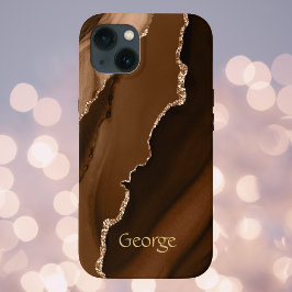 Funda Para iPhone 13 Diseño marrón de falsedades de Agate Marled con no