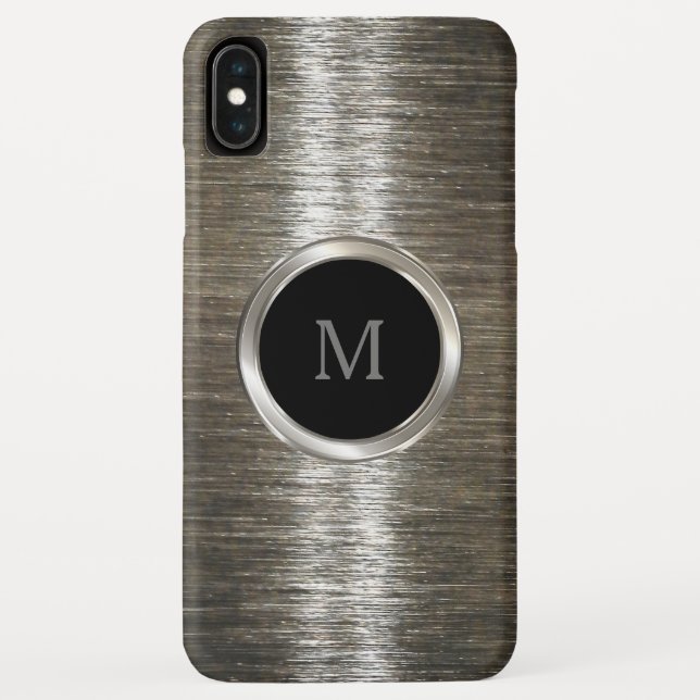 Funda De Case-Mate Para iPhone Diseño metálico de plata del monograma de los (Reverso)