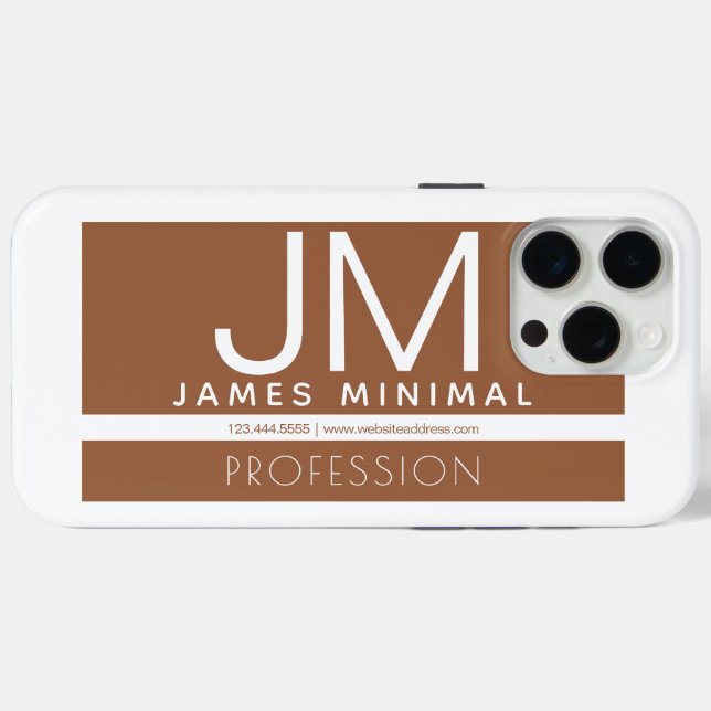 Funda De Case-Mate Para iPhone Diseño minimo profesional moderno | Marrón y blanc ( Reverso (Horizontal))