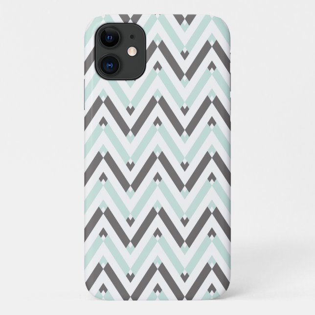 Funda De Case-Mate Para iPhone Diseño moderno de Chevron Geométrico Gris Blanco d (Reverso)