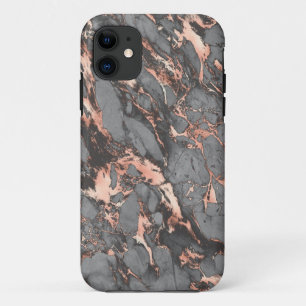 Funda Para iPhone 11 Diseño moderno de mármol rosa dorado gris