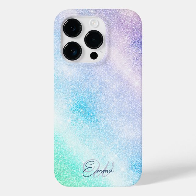 Funda De Case-Mate Para iPhone Diseño moderno Purpurina azul morado Ombre Glam (Reverso )
