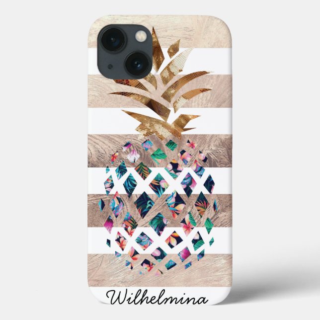 Funda De Case-Mate Para iPhone Diseño monográfico de piña floral (Reverso)