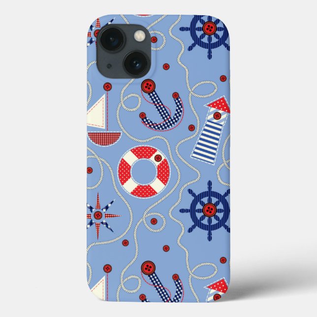 Funda De Case-Mate Para iPhone Diseño náutico de parchwork (Reverso)