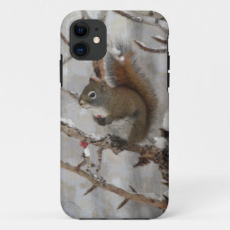 Funda Para iPhone 11 Diseño navideño de ardilla de invierno, nieve y ba