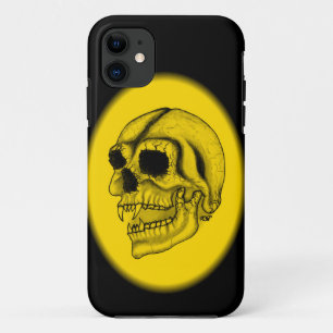 Funda Para iPhone 11 Diseño negro y amarillo de cráneo de vampiros