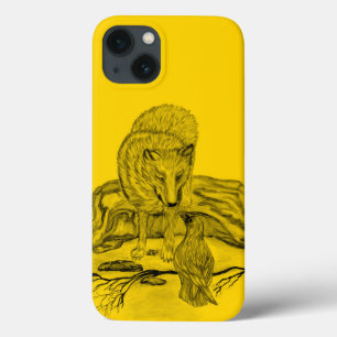 Funda Para iPhone 13 Diseño negro y amarillo de Wolf y Raven