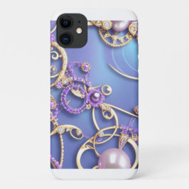 Funda Para iPhone 11 Diseño Ornamental de Púrpura y Dorado