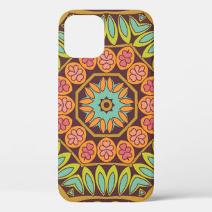 Funda Para iPhone 12 Diseño ornamento floral abstracto brillante.