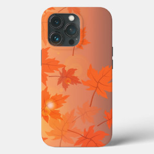 Funda Para iPhone 13 Pro Diseño otoñal con hojas de arce y efecto bokeh