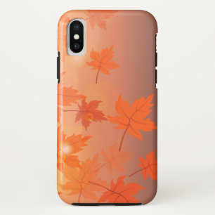 Funda Para iPhone X Diseño otoñal con hojas de arce y efecto bokeh