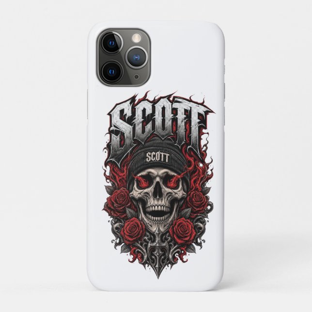 Funda De Case-Mate Para iPhone Diseño personalizado de cráneo gótico Scott (Reverso)