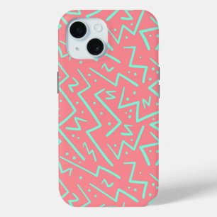 Funda Para iPhone 15 Diseño psicodélico rosa y verde retro