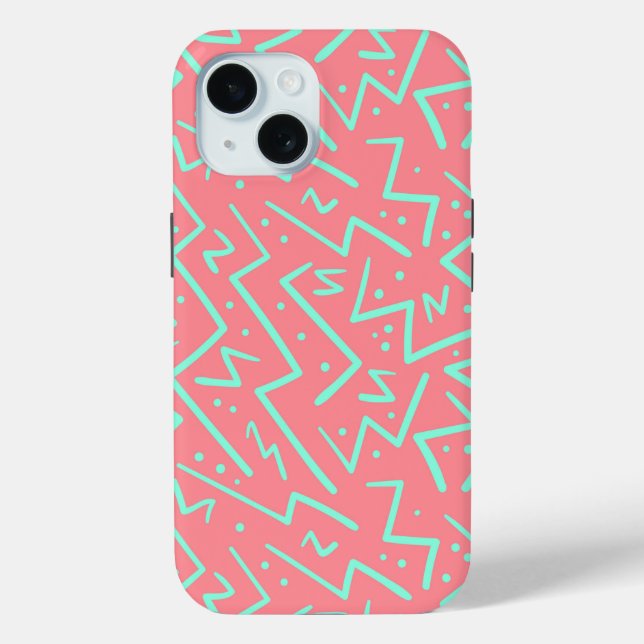 Funda De Case-Mate Para iPhone Diseño psicodélico rosa y verde retro (Reverso )