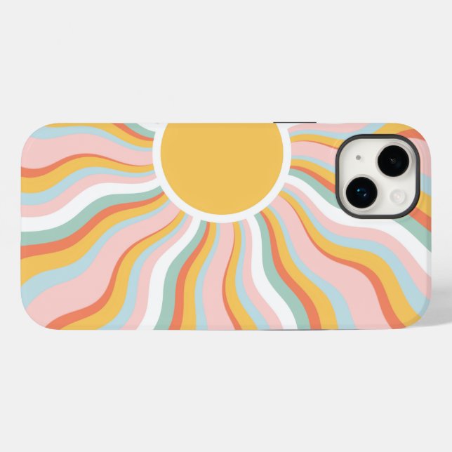 Funda De Case-Mate Para iPhone Diseño retro de Boho Wavy Sun Rays (Reverso (Horizontal))