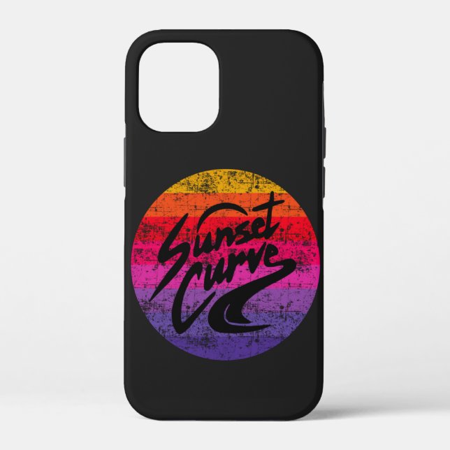 Funda De Case-Mate Para iPhone Diseño retro de curva de atardecer (Reverso )