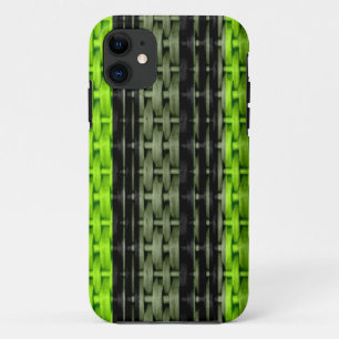 Funda Para iPhone 11 Diseño retro de mimbre negro y verde