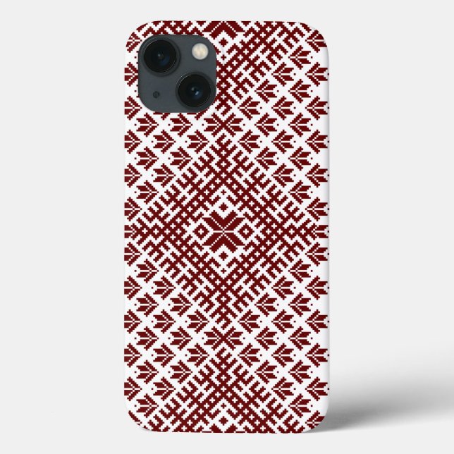 Funda De Case-Mate Para iPhone Diseño rojo tradicional letón (Reverso)
