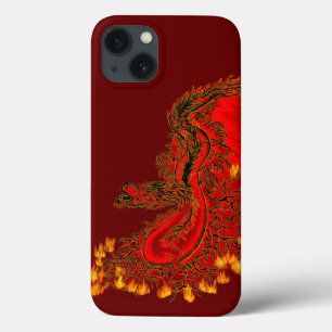Funda Para iPhone 13 Diseño rojo y dorado de China Dragon
