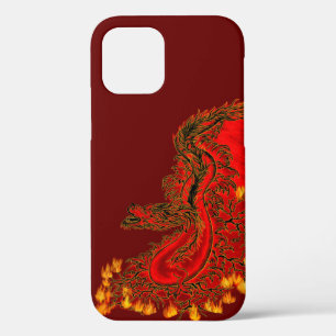 Funda Para iPhone 12 Diseño rojo y dorado de China Dragon