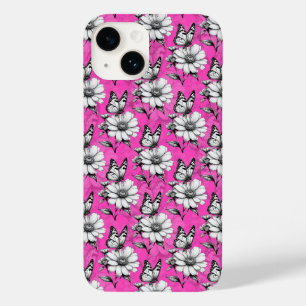 Funda Para iPhone 14 De Case-Mate Diseño rosa del patrón de flor de mariposa