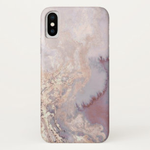 Funda Para iPhone X Diseño Rosa Purpurina de mármol dorado