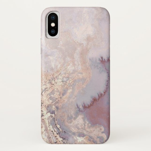 Funda De Case-Mate Para iPhone Diseño Rosa Purpurina de mármol dorado (Reverso)