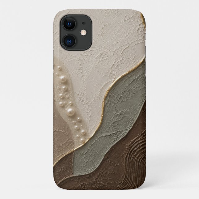 Funda De Case-Mate Para iPhone Diseño Texturizado Neutral Japandi  (Reverso)