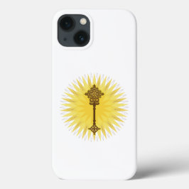 Funda Para iPhone 13 Diseño tradicional de cruz de Etiopía marrón
