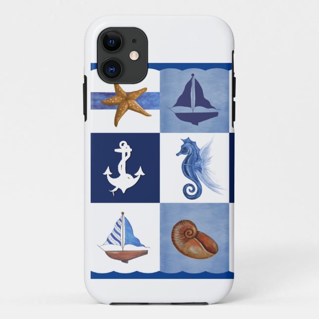 Funda De Case-Mate Para iPhone Diseños oceánicos náuticos (Reverso)