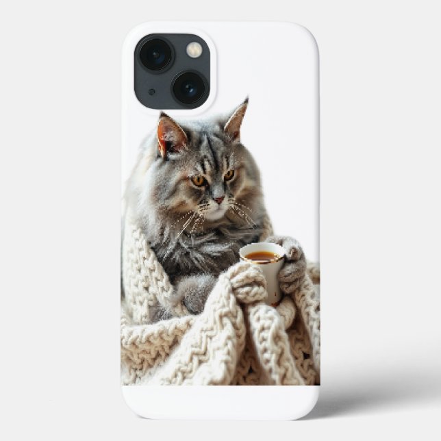 Funda De Case-Mate Para iPhone Disfrutar del té de invierno del gato (Reverso)