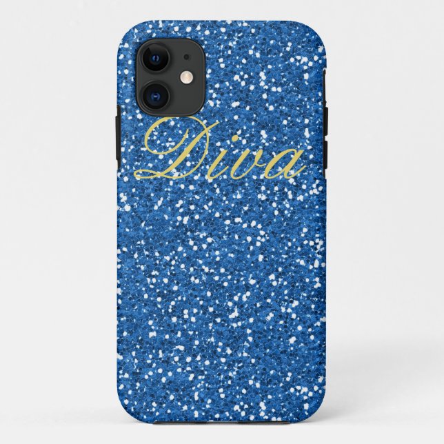 Funda De Case-Mate Para iPhone Diva Blue Faux Purpurina (Reverso)