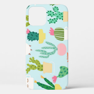 Funda Para iPhone 12 Diversidad de cactus, fondo vintage sin costuras.