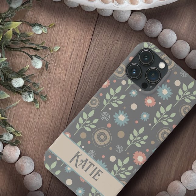 Funda De Case-Mate Para iPhone Diversión de nombre personalizado de patrón floral (Subido por el creador)