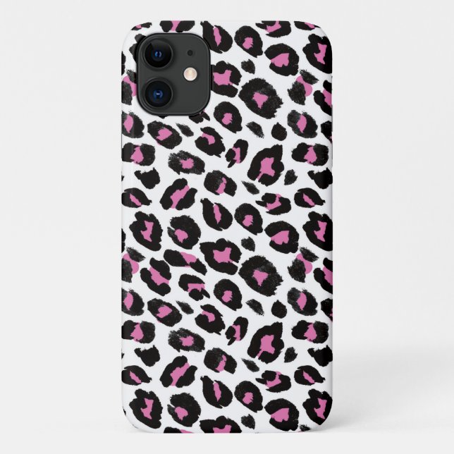 Funda De Case-Mate Para iPhone divertida huella de leopardo rosa y negro (Reverso)