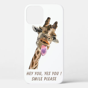 Funda Para iPhone 12 Pro Divertida jirafa de la lengua y juguetón Personali
