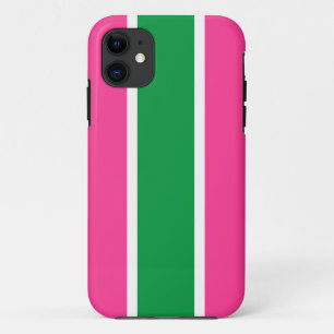 Funda Para iPhone 11 Divertidas Audaces franjas de Carreras blanca rosa